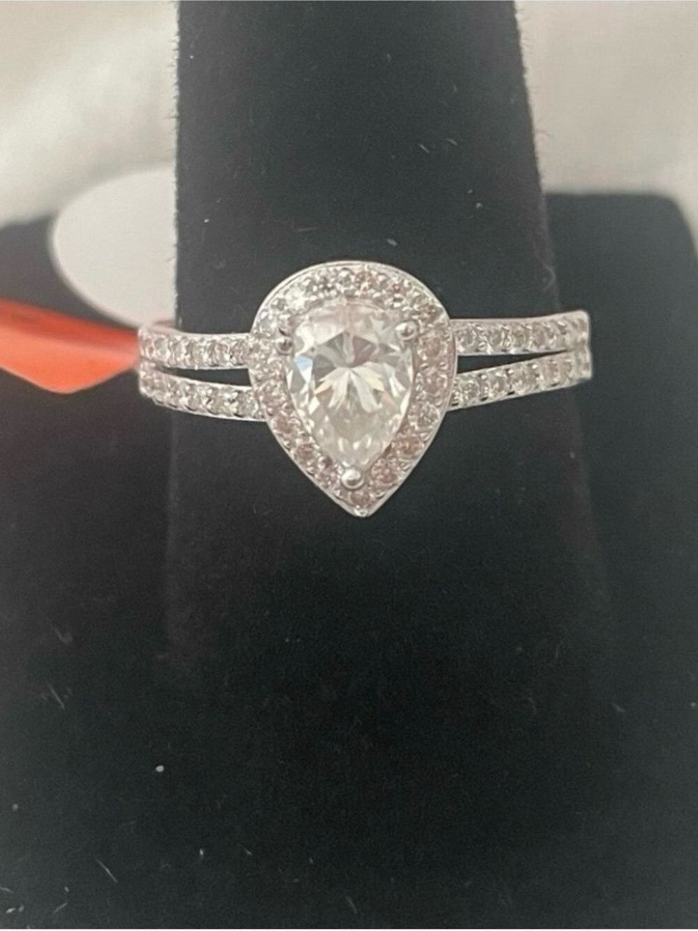 925 silver 0.75ctw size 8 women’s tear drop Moissanite ring